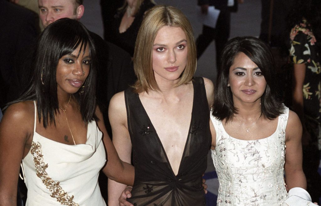 	All Saints singer Shazney Lewis, who played Mel, alongside Keira Knightley and Parminder Nagra at the UK premier of Bend It Like Beckham. 